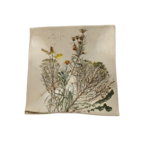 Floral Inlay Pottery Trinket Dish